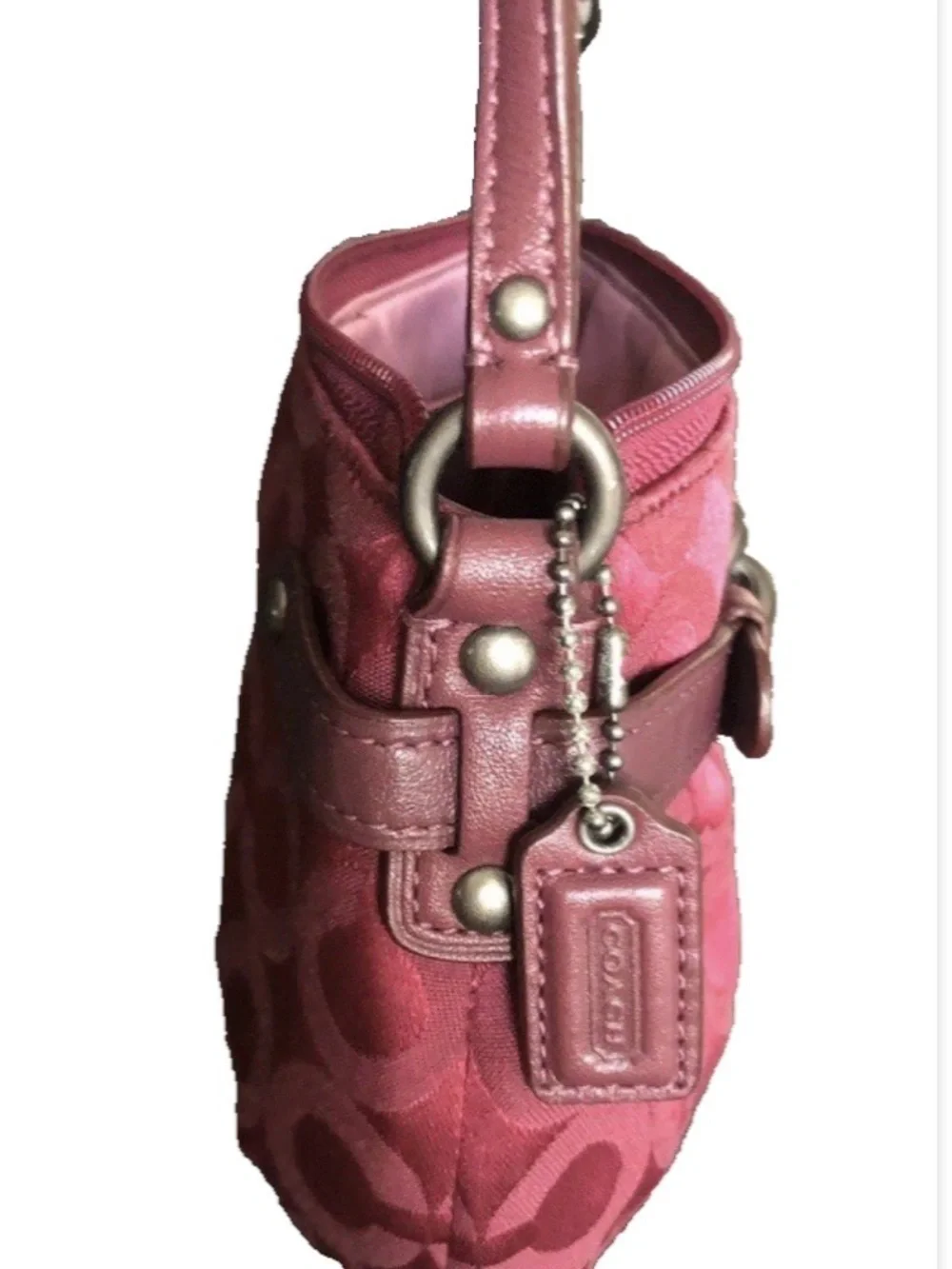 VTG Coach Y2K 90s Burgundy Canvas Mini Shoulder Bag Purse Handbag